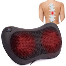 QLT Masseur électrique pour le dos, la nuque, les épaules et les jambes - Coussin de massage shiatsu avec 4 rouleaux de massage - Massage par vibration - Fonction chaleur - Noir