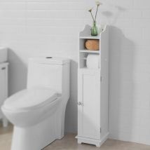 SoBuy Meuble de toilette avec porte-rouleau - Blanc - 20x100x18 cm