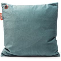 Coussin chauffant douillet | Durable et sans fil | Infrarouge | 45x45 cm | Velours | bleu-vert | batterie incluse
