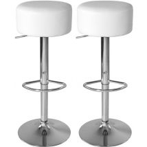 Tabourets de bar élégants avec siège blanc et hauteur réglable - Chaise de cuisine - Lot de deux