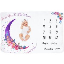 Frummel Milestone Blanket 'Pink Moon' - Milestone blanket - Milestone baby - Baby Gift Boy - Baby Gift Girl - Baby Shower Gift - Baby Gift - Milestone blanket in Dutch - Mother's Day gift - 100 x 150 cm