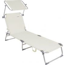 Chaise longue Casaria Ibiza - avec toit ouvrant - 190x59x29 cm - Beige