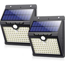 Auronic Lampe solaire d'extérieur avec détecteur de mouvement - Applique murale avec détecteur - Solaire - 97 LED - IP65 - 2 pièces - Noir