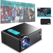 Sanbo Pro Smart Wi-Fi Mini Beamer - Noir/Bleu - Sacoche et écran de projection inclus - 4400 lumens - Streaming depuis votre téléphone avec wifi - Projecteur