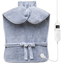 STAUS&BACH WarmWrap - Coussin chauffant électrique (100W) avec 9 réglages de température et de minuterie - Coussin chauffant 90 x 60 cm - Coussin chauffant pour la nuque, les épaules et le dos - Gris