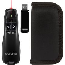 Auronic Presenter - Sans fil - Pointeur laser - Clicker - 20 mètres - Livré avec housse - Noir