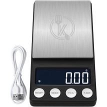 Kitchenwell digital mini precision kitchen scale - 0.01 à 200 grammes - 14.2 x 7.5 cm - balance de poche rechargeable par USB - balance de cuisine - noir