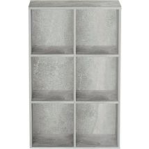 Bibliothèque 6 étagères ouvertes armoire de rangement - armoire à étagères - armoire murale - couleur gris béton