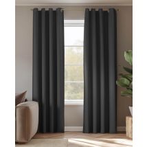 Beau Home Rideau à oeillets Quintus Jacquard - 280 x 280 cm - Noir