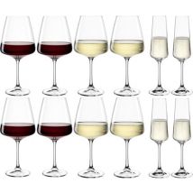 Leonardo - Service de verres Paladino - 12 pièces - 4 verres à vin blanc - 4 verres à vin rouge - 4 coupes à champagne