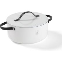 BE Living Essential Casserole avec couvercle - Ø 28 cm - Poêle de cuisson - Céramique - Sans PFAS - Induction - Blanc