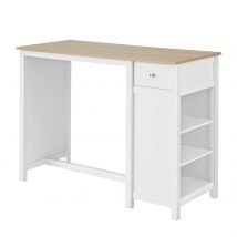 Table haute - SoBuy - Table de cuisine - Avec étagères de rangement - 120 x 55 x 90 cm - Blanc