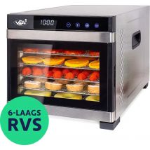 Vita5 Nobel PRO 6 Déshydrateur alimentaire - Four de séchage - acier inoxydable - minuterie 24 heures - panneau de contrôle LED - Déshydrateur - 6 couches