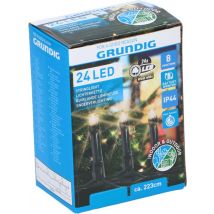 Guirlandes de Noël Grundig - 24 LED - 8 niveaux - avec minuterie - 223 cm - Blanc chaud