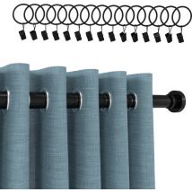 Noswo Tringle à rideau sans perçage - 130-230 cm - 15 anneaux inclus - extensible - tringle de douche - tringle à rideau de douche - tringle à pinces - auto-serrant - noir