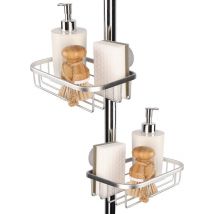 Goliving Support de douche suspendu - Support de douche - Sans perçage - Support de cuisine - Organisateur d'évier - Accessoires de salle de bain - 19,5 cm - Lot de 2 - Argenté