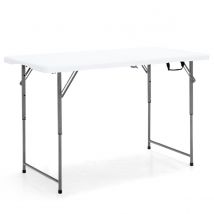 Table pliante Coast Table de pique-nique pliante en deux avec réglage de la hauteur, blanche