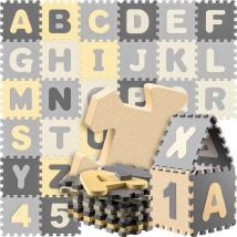 Spielwerk XXL Tapis de puzzle - Mousse 86 pièces Figures Lettres - Gris