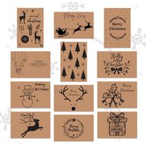 Giftmas - Cartes de Noël - Cartes de voeux - 36 pièces - Avec enveloppes et autocollants - 10x15cm - Marron