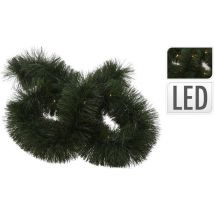 Guirlande verte avec 26 lumières Led - blanc chaud - guirlande de Noël -270 cm - fonctionne avec des piles