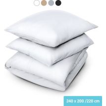 Dreamlab Enveloppe de couette - 240 x 200/220 cm - Literie avec taie d'oreiller - Double - Four Seasons - Microfibre - White