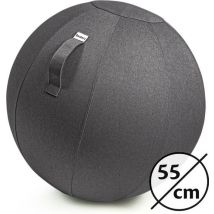Ballon de Yoga - Backerz® - Avec housse - 55 cm - Chaise de Bureau Ergonomique - Lin Anthracite - Gris