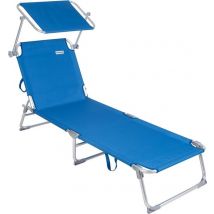 Chaise longue Casaria Ibiza - avec toit ouvrant - 190x59x29 cm - Bleu