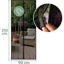 Vita5 Rideau magnétique anti-mouches 90x210 cm - Rideau de porte magnétique noir - Rideau de porte en plastique pour mouches - Porte à cornes