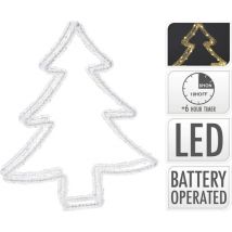Koopman - Mini sapin de Noël avec minuterie - 80LED - Draatless- White - 29x34 cm