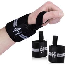 Poignets Umbro - 2 pièces - Pour le fitness, le crossfit et la musculation - Blanc/Noir