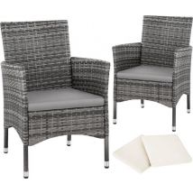 Tectake - 2 chaises de jardin en osier - gris - 403224