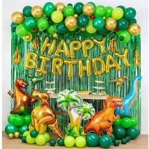Décoration Dino Anniversaire - Décoration thème Dino - Bon anniversaire ballon Dino - Set de ballons Dino Grand - Décoration Dinosaure - 65 pièces - Décoration Anniversaire - Bon anniversaire ballons - Fienosa