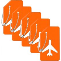 EverNeeds Etiquette de bagage - Silicone - Etiquette de bagage pour valises - Etiquettes de bagage - Orange - 5 pièces