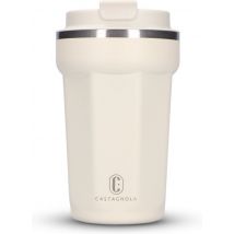 Mug thermos Castagnola - Tasse à café à emporter - Mug de voyage pour le café et le thé - Mug à thé - 380 ML - Acier inoxydable - Blanc cassé - Octogone