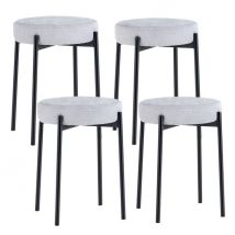 Lot de 4 chaises de salle à manger rembourrées - empilables avec pieds en métal - Chaises de cuisine confortables en gris clair - Hauteur d'assise de 50 cm