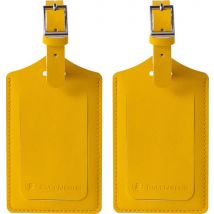 EverNeeds Etiquette de bagage - Etiquette de bagage pour valises - Etiquettes de bagage - Cuir PU - Jaune - 2 pièces