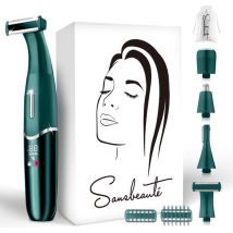 Tondeuse bikini 4 en 1 + sac de voyage - Sansbeauté® - Visage - Aisselles - Jambes - Maillot - Tondeuse à sourcils - Epilation visage femmes - Zone intime - Ladyshaves Bikini - Epilateur électrique
