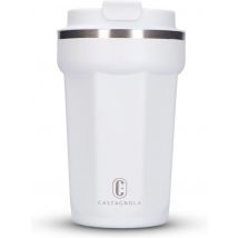 Castagnola Thermos Cup - Coffee Mug To Go - Travel Mug for Coffee and Tea - Tea Mug - 380 ML - Stainless Steel - White - Octagon