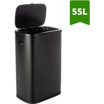 QLT Push Lid Trash Can - Poubelle avec ouverture par bouton poussoir - Poubelle - 55 litres - 42 x 28,5 x 62,5 cm (LxLxH) - Noir