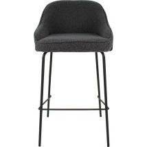 Kick Tabouret de bar Sepp - Chaise bistro - Chaise de salle à manger - Bouclé gris foncé