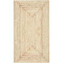 Nora Tapis de jute tissé à la main, chemin de table, 110 x 60 cm, tressé comme paillasson pour la porte d'entrée à l'intérieur ou à l'extérieur, chemin de table pour la cuisine dans l'entrée, la salle de bain ou la cuisine.