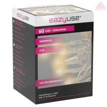 Guirlande LED - Eazyuse – 50 lampes – 5,1 m – Style rétro années 50 – Blanc chaud – Intérieur/extérieur