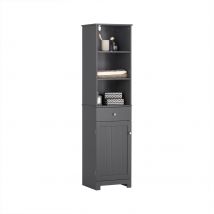 SoBuy Meuble de salle de bain - 3 étagères - 1 porte - 40 x 35 x 161 cm - Gris foncé