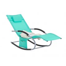 SoBuy Chaise longue OGS28-TB - Avec pieds à bascule et coussin de tête - 150 x 63 x 83 cm - Vert