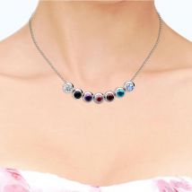 Yolora Collier pour femmes avec pendentif - 7 cristaux Kalpa Camaka colorés - Lot de 7 - Couleur argentée