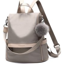 Sac à dos antivol - Sac à dos femmes - Imperméable - Petit - Sac à dos antivol - Dos, Epaule, Sac à main en un - Nylon - avec sangle réglable - Beige - Glennoo