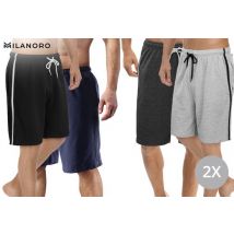 Milanoro - Lot de 2 shorts sportifs et confortables pour homme - Noir/Gris - M