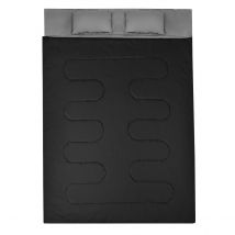 Sac de couchage Coast double avec 2 oreillers - double - avec sac de transport - imperméable - 220 x 150 cm - noir
