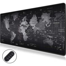 WURK Tapis de bureau professionnel - Carte du monde - Organiseur de bureau - Accessoires de bureau - Tapis de souris XXL - Antidérapant - Comprend un clip pour câble - 90x40