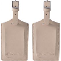 EverNeeds Etiquette de bagage - Etiquette de bagage pour valises - Etiquettes de bagage - Cuir PU - Crème - 2 pièces